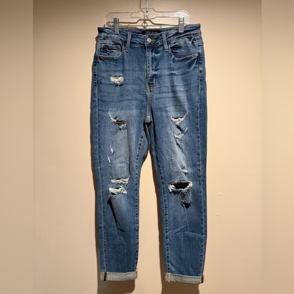 Judy Blue Boyfriend Fit Jeans Size 7/28 Stretch distressed - Picture 2 of 11